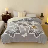 gray Embroidered Spring Azure Butterfly Blanket