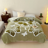 green Embroidered Spring Azure Butterfly Blanket