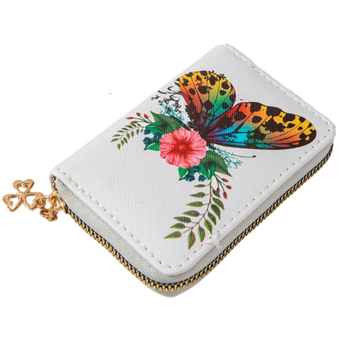 Floral Coin Purse with Fritillary Butterfly