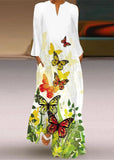 long butterfly v neck dress
