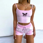 pink Butterfly Tank Top Set