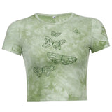 Green Butterfly print Crop Top