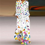 GRAFFITI long butterfly v neck dress