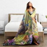 Kitten Swing Butterfly Fleece Blanket on a woman
