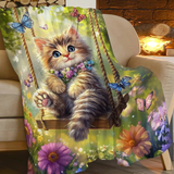 Kitten Swing Butterfly Fleece Blanket
