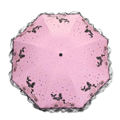 Lace Butterfly Pink Umbrella