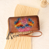 Long Wallet with Blue Cuban Crescent Butterflies for women