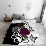 cute Monochrome Swallowtail Floral Blanket