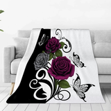 Monochrome Swallowtail Floral Blanket