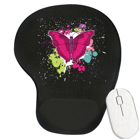 Pink Artistic Butterfly Mouse Pad