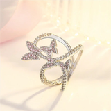 Pink Crystal Butterfly Ring for women