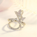 Pink Crystal Butterfly Ring trendy
