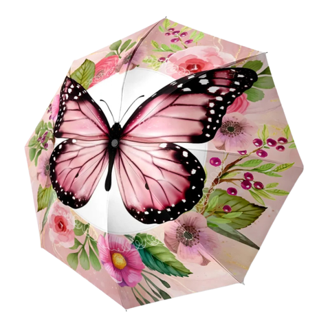 Pink Monarch Butterfly Floral Umbrella