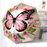 Pink Monarch Butterfly Floral Umbrella for women