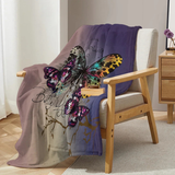 Purple American Lady Butterfly Blanket on a chair