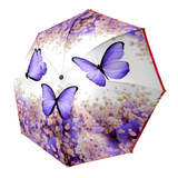 Purple Butterfly White Floral Umbrella