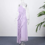 trendy Summer Butterfly purple Ruffle Dress