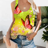 an yellow butterfly tank top