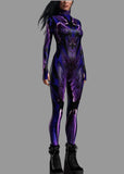 Women's Purple Butterfly Cyber Zentai Bodysuit Jumpsuit