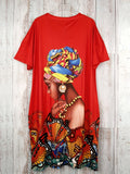 FANTASY RED plus size butterfly dress
