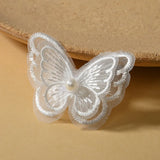 WHITE Embroidered Butterfly Patches for DIY Crafts WITH BEAD