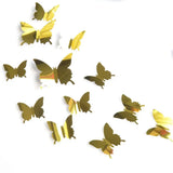 GOLD 3D Butterfly Mirror Wall Stickers