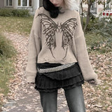 KHAKI Butterfly Graphic Sweater
