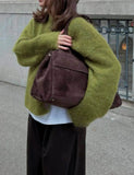 GREEN OVERSIZED Wool Sweater for Women by Butterfly Kingdom