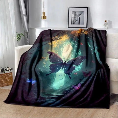 wild forest butterfly blanket