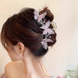 PURPLE Pearl Butterfly Hair Claw Clip