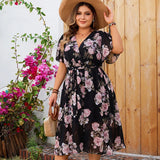 SEXY floral dress with butterfly sleeves