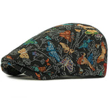black Retro Butterfly Embroidered Beret Hat