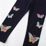 CUTE CLASSICAL BLACK Girls' Sequin Butterfly Cotton Leggings
