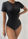 trendy black Women's Sexy V-Neck Butterfly Bodysuit