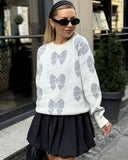 Light Gray Streetwear Butterfly Sweater