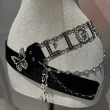 Women’s Y2K Rhinestone Butterfly Belt Chain