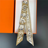 fashion beige Women’s Butterfly Floral Long Silk Scarf