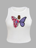 sexy Women’s Plus Size Butterfly Fairy Print Tank Top