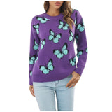 PURPLE Butterfly Crewneck Sweater