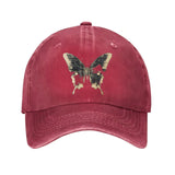 red Unisex Golden Butterfly Print Baseball Cap