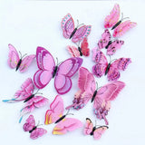 PINK Colorful 3D Butterfly Wall Stickers