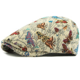 beige Retro Butterfly Embroidered Beret Hat