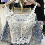 WHITE Butterfly Lace Crop Top