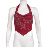 Red Butterfly halter Tank Top