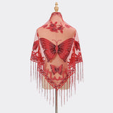 red Elegant Women’s Butterfly Lace Triangle Scarf