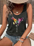 Women’s Black Butterfly Print Tank Top