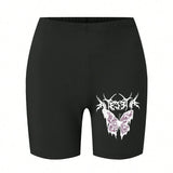 CLASSICAL High Waist Butterfly Print Leggings Shorts