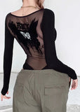 Women's See Through Mesh Butterfly Bodysuit