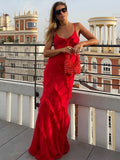 RED butterfly ruffle dress