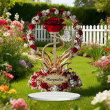 whimsical Elegant Rose Flower Acrylic Desk Decor with Butterfly